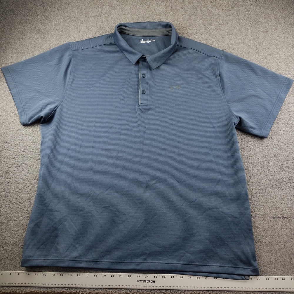 Under Armour Polo Mens 4XL Loose Fit Blue Short Sleeve Textured Golf Shirt